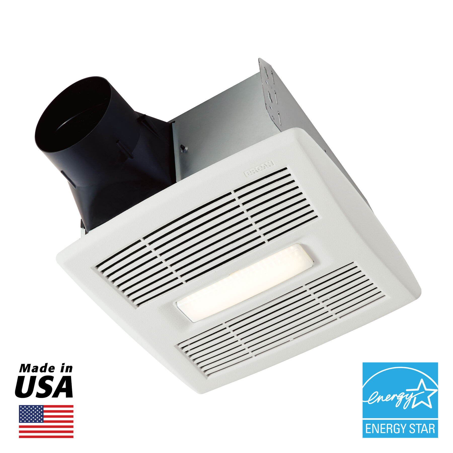 Flex Series 110 CFM Ceiling Roomside Installation Bathroom Exhaust Fan with Light, ENERGY STAR*