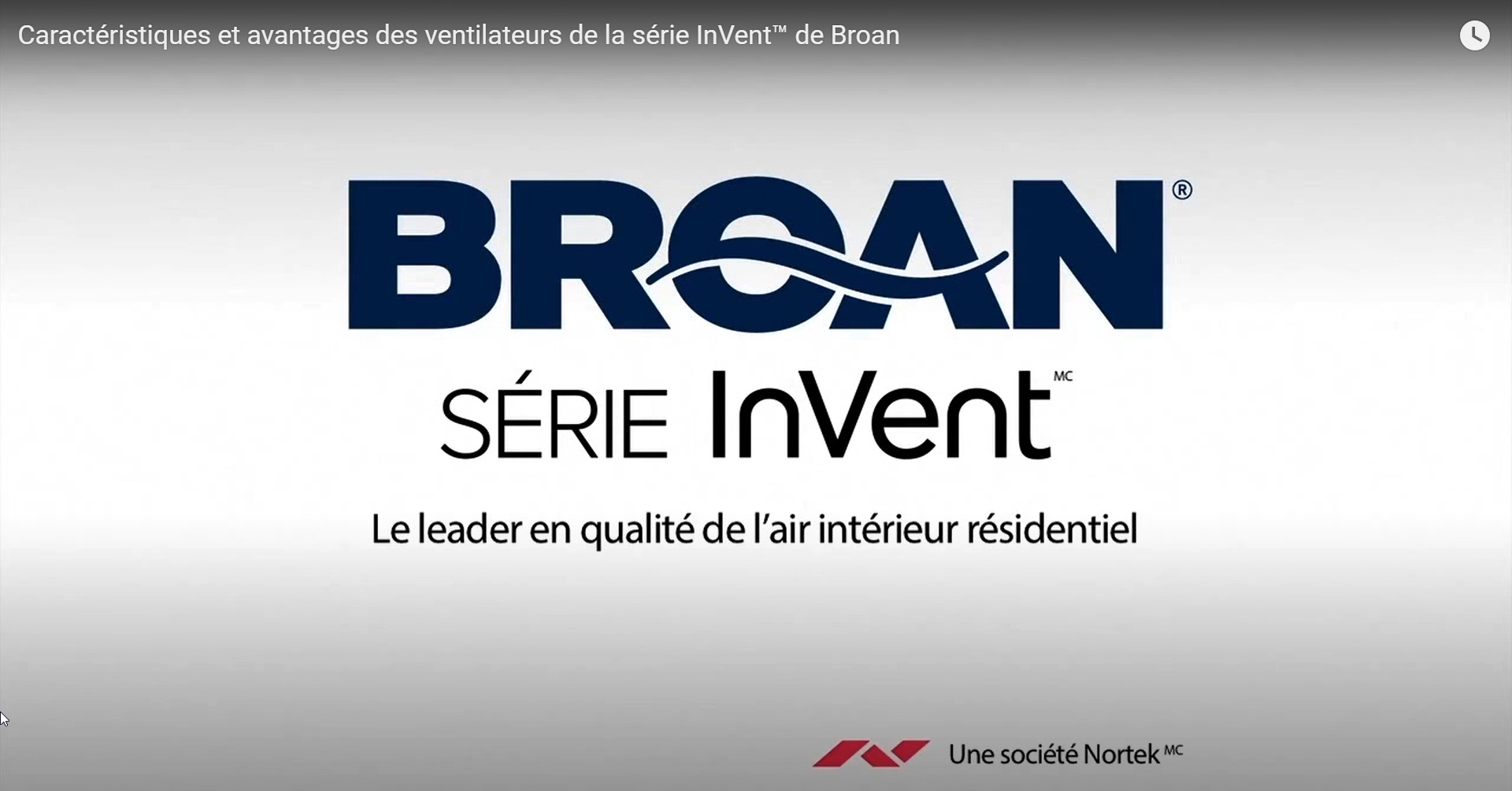 CA-FR Caractéristiques et avantages des ventilateurs de la série InVent™ de Broan