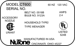 NuTone Central Vacuum – Power Head