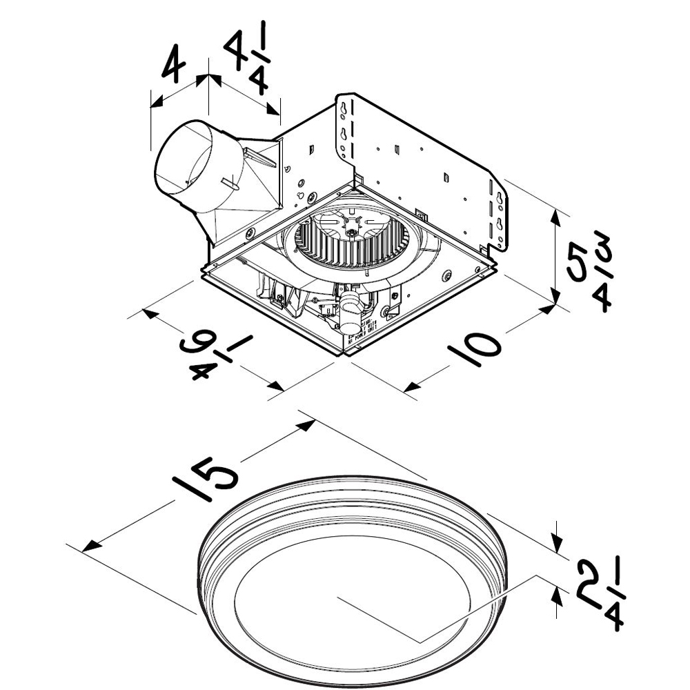 AERN80LWH NuTone® 80 CFM Decorative Exhaust Fan, Round Flat Panel