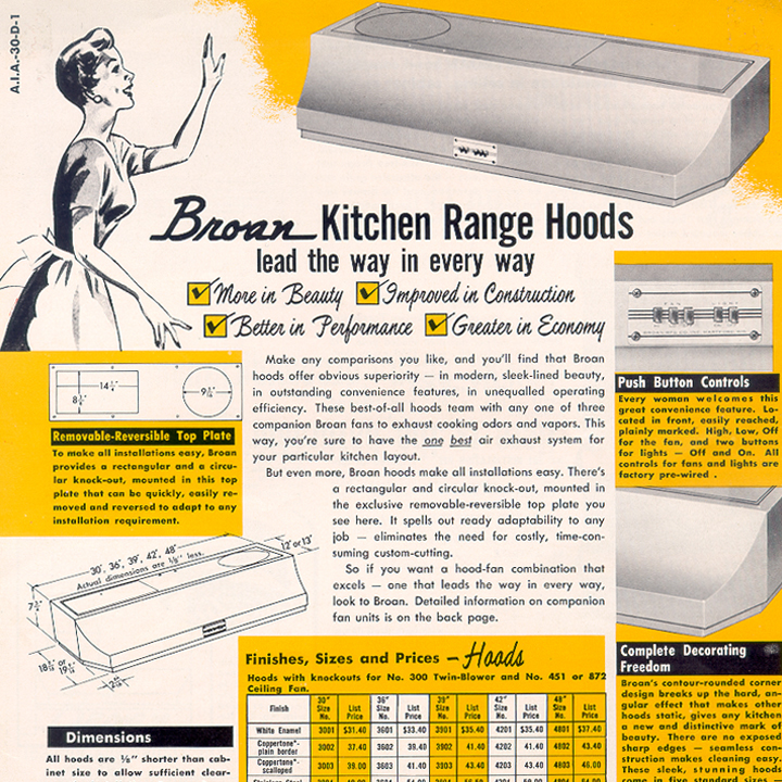 1956 first range hoods milestone