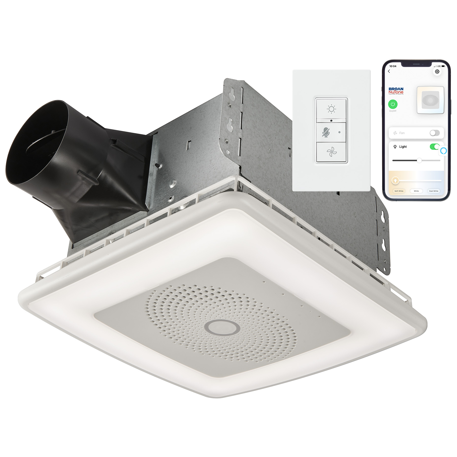 Broan® 110 CFM Voice Controlled Smart Exhaust Fan w/ Dimmable LED Light and Speakers