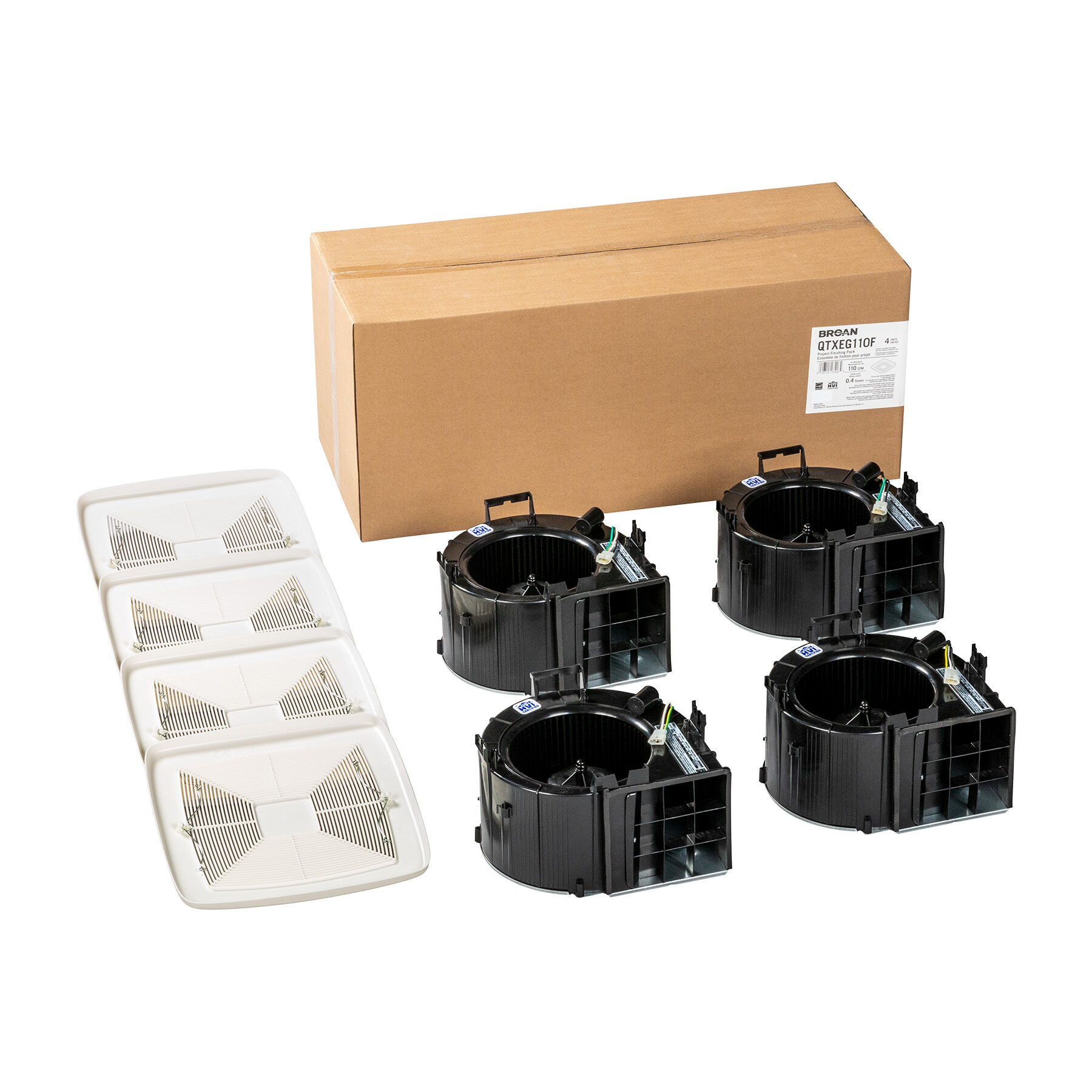 Ventilateur de ventilation Broan® série QTXE 110 CFM avec grille blanche, 0,4 Sone; ensemble de finition certifié ENERGY