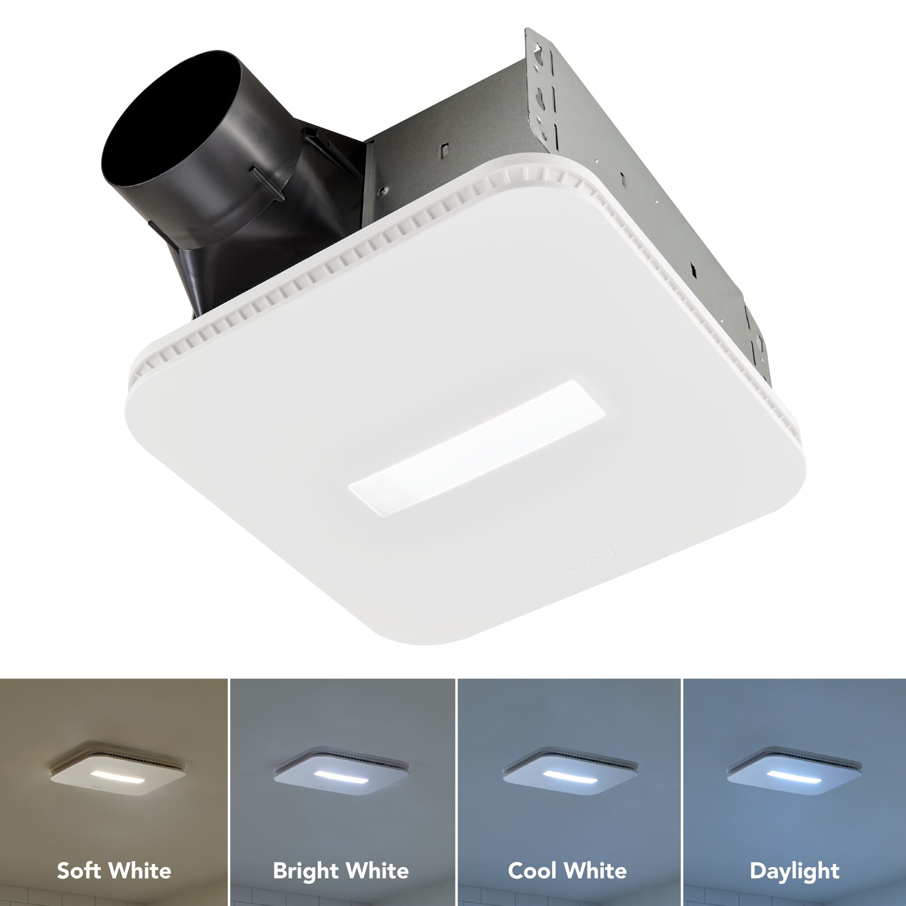 Easy to Install 80 CFM Bathroom Exhaust Fan with LED Clean Cover, ENERGY STAR Easy to Install 80 CFM Bathroom Exhaust Fan with LED Clean Cover, ENERGY STAR