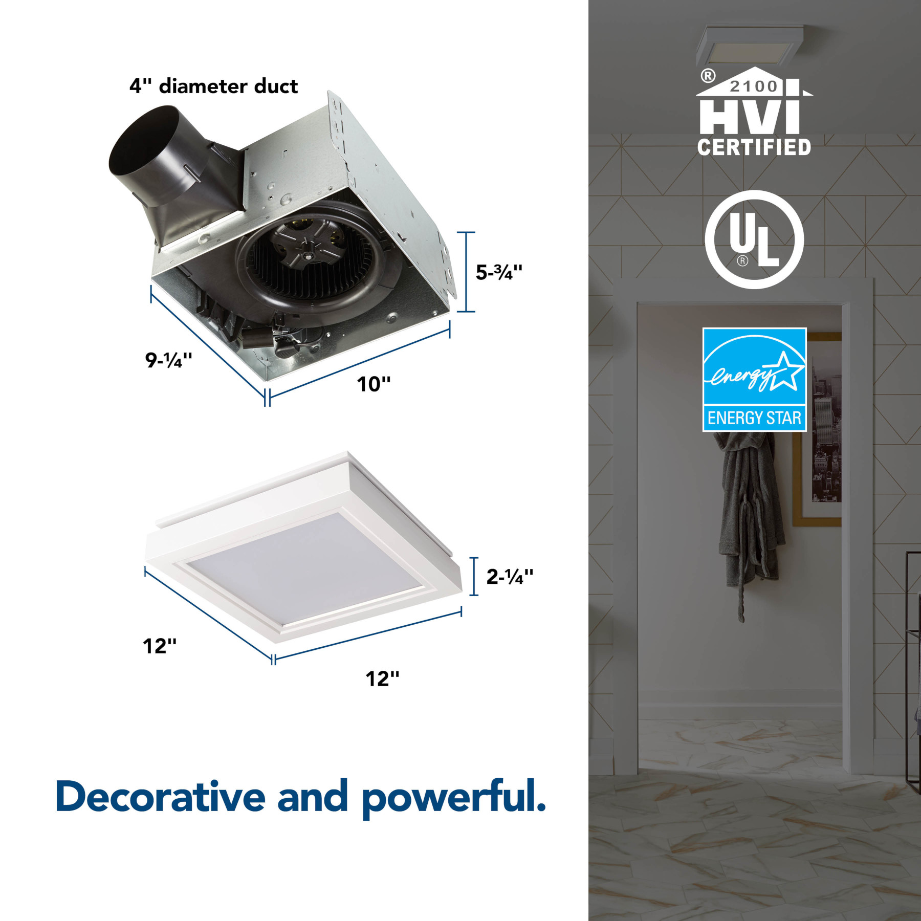 Broan-NuTone Roomside deals Decorative 110 CFM Ceiling Bathroom Exhaust Fan AERN110LTK