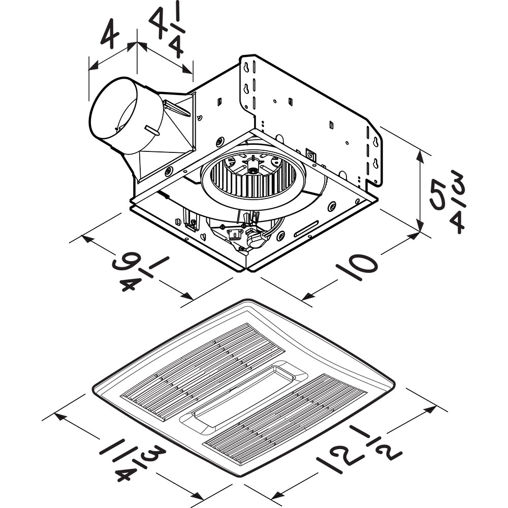 Bathroom exhaust fan diameter