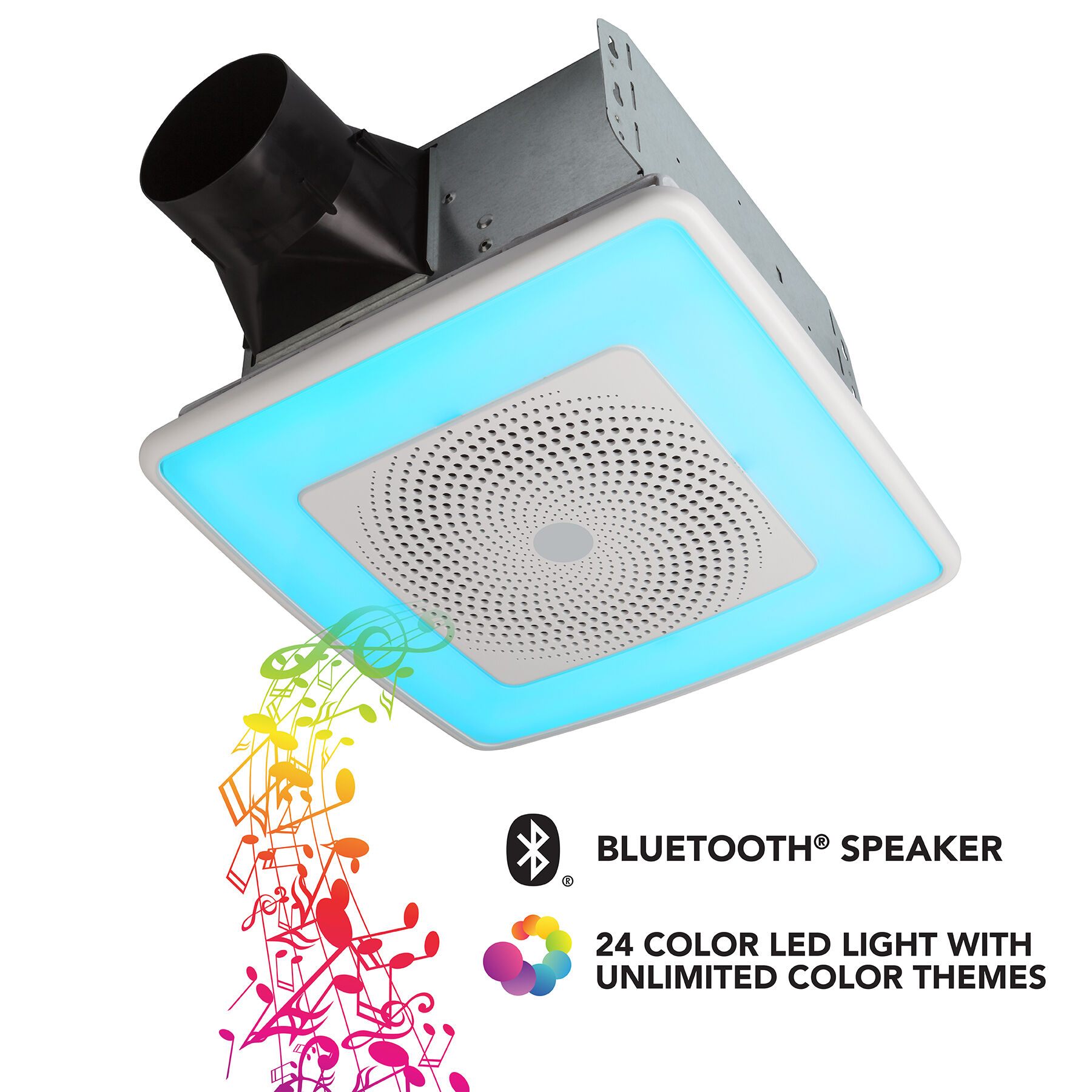 Broan-NuTone® Exhaust Fan w/ Multi-Color LED & Bluetooth® Speaker, 80 CFM