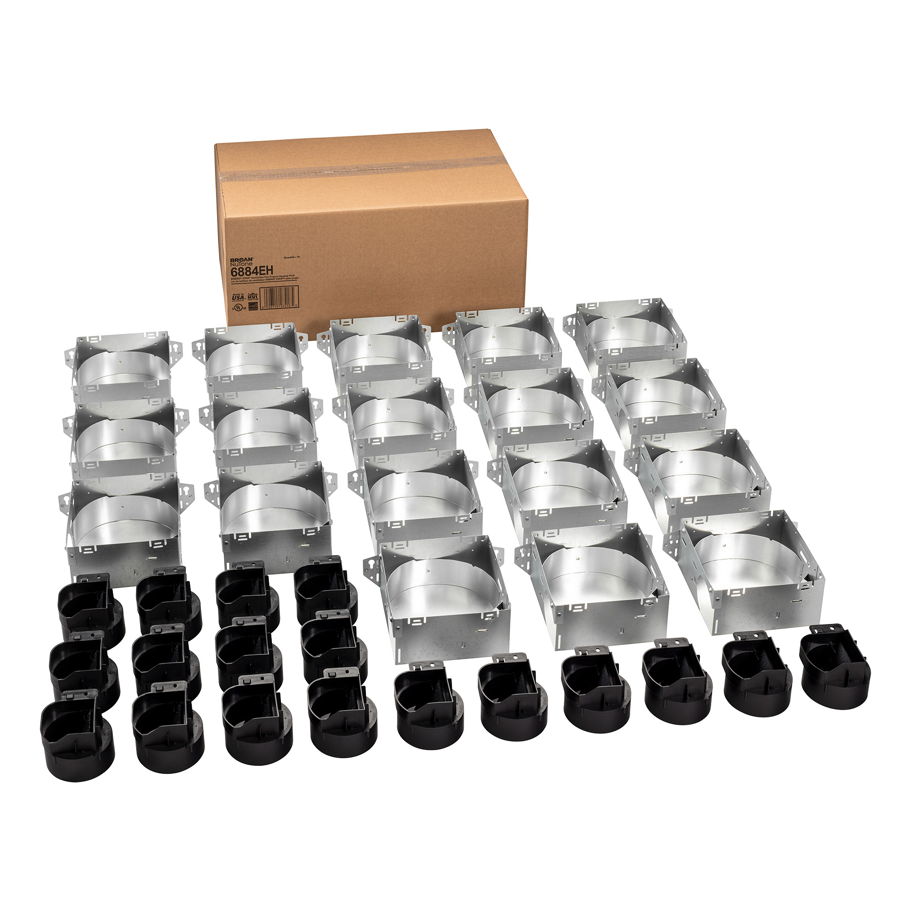 Broan-Nutone® Housing Pack for 1688EF, 1671F, 1688F, E0F50 and E0F70 (damper and 4" plastic duct connector included)